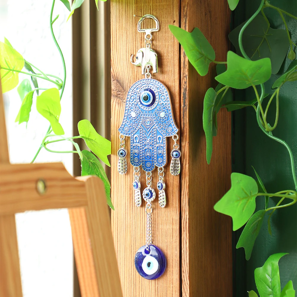 Turecký Modré Korálky Domova Hamsa Ruky Mesiac Slon Amulet Stene Visí Ozdoby Zlo Ochrana Očí Miestnosti Dekorácie Darček Obrázok 2
