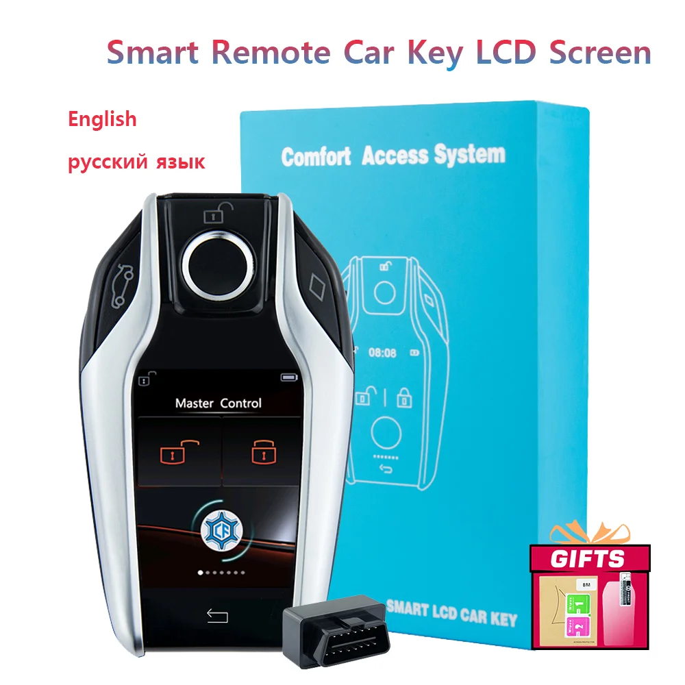 Univerzálna Smart Key LCD Displej Pre BMW Pre Audi Pre Ford Pre Toyota Pre VW Pohodlné nastúpenie bez kľúča Auto Lock ruskej/English Obrázok 0