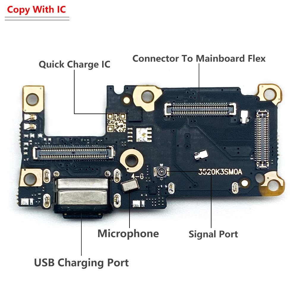 Port USB Nabíjací Dock Konektor Konektor Flex Kábel Pre Xiao Mi 10 TON / 11T Pro 11 Lite Nabíjací Port Rada Podporu Rýchlo nabíjačka, Obrázok 4