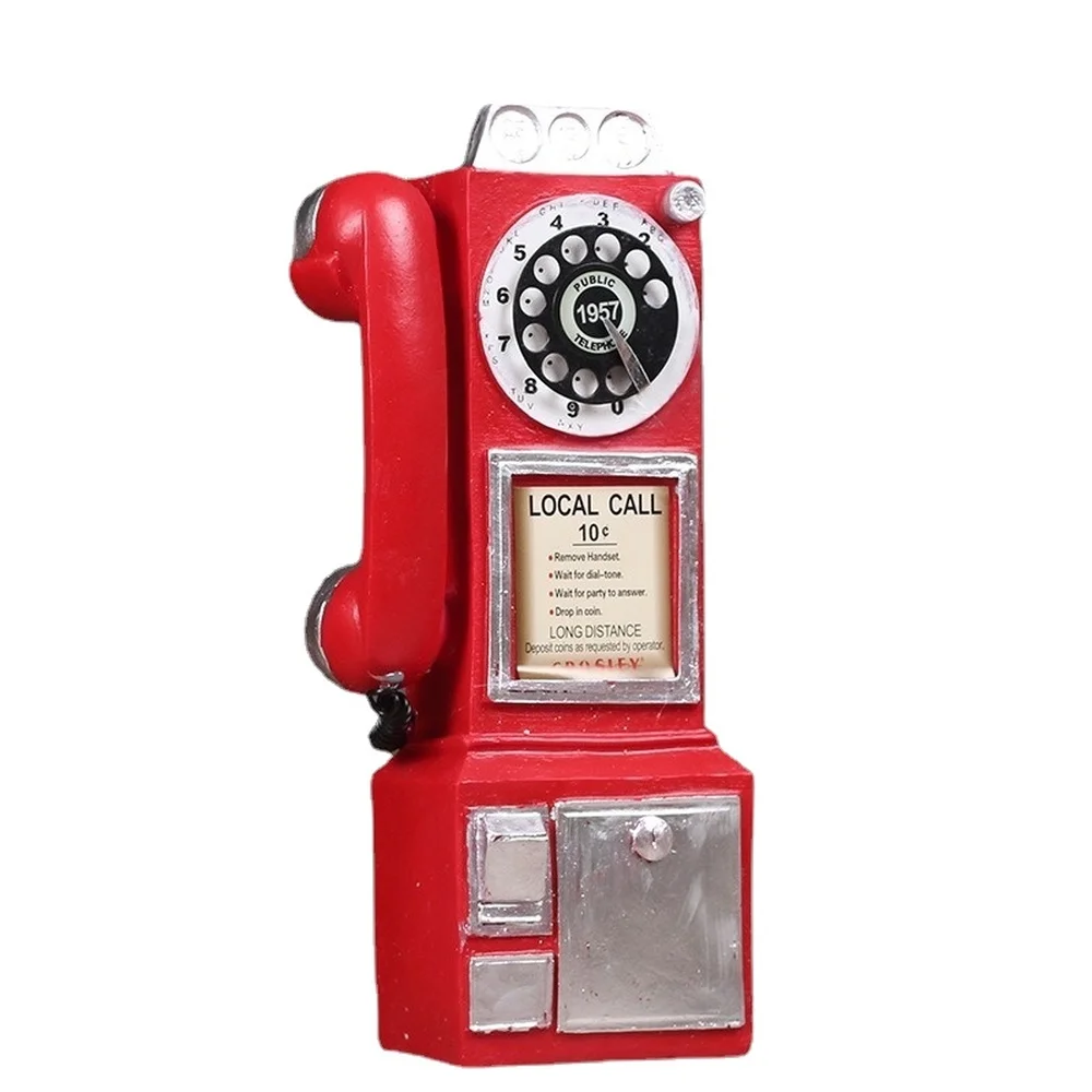 1 Ks Vintage Rotačné Starožitné Nástenné Telefón Telefón Živice Remeselné Model Sochy Domáce Dekorácie, Darčeky Moderný Dekor Obrázok 1