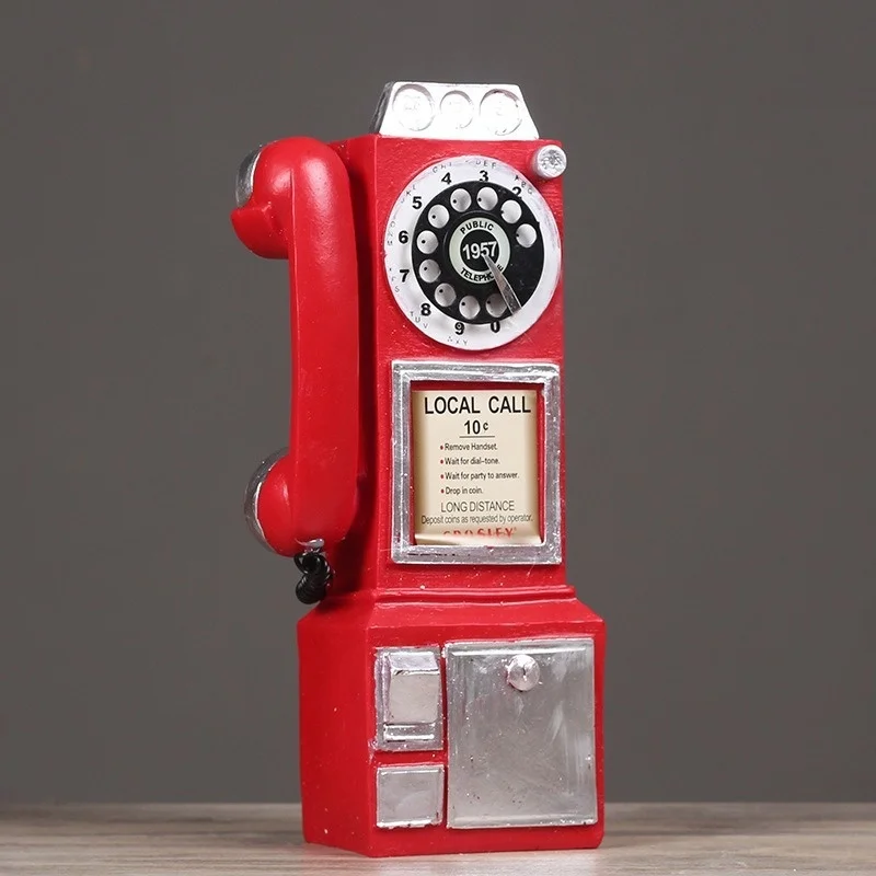 1 Ks Vintage Rotačné Starožitné Nástenné Telefón Telefón Živice Remeselné Model Sochy Domáce Dekorácie, Darčeky Moderný Dekor Obrázok 4