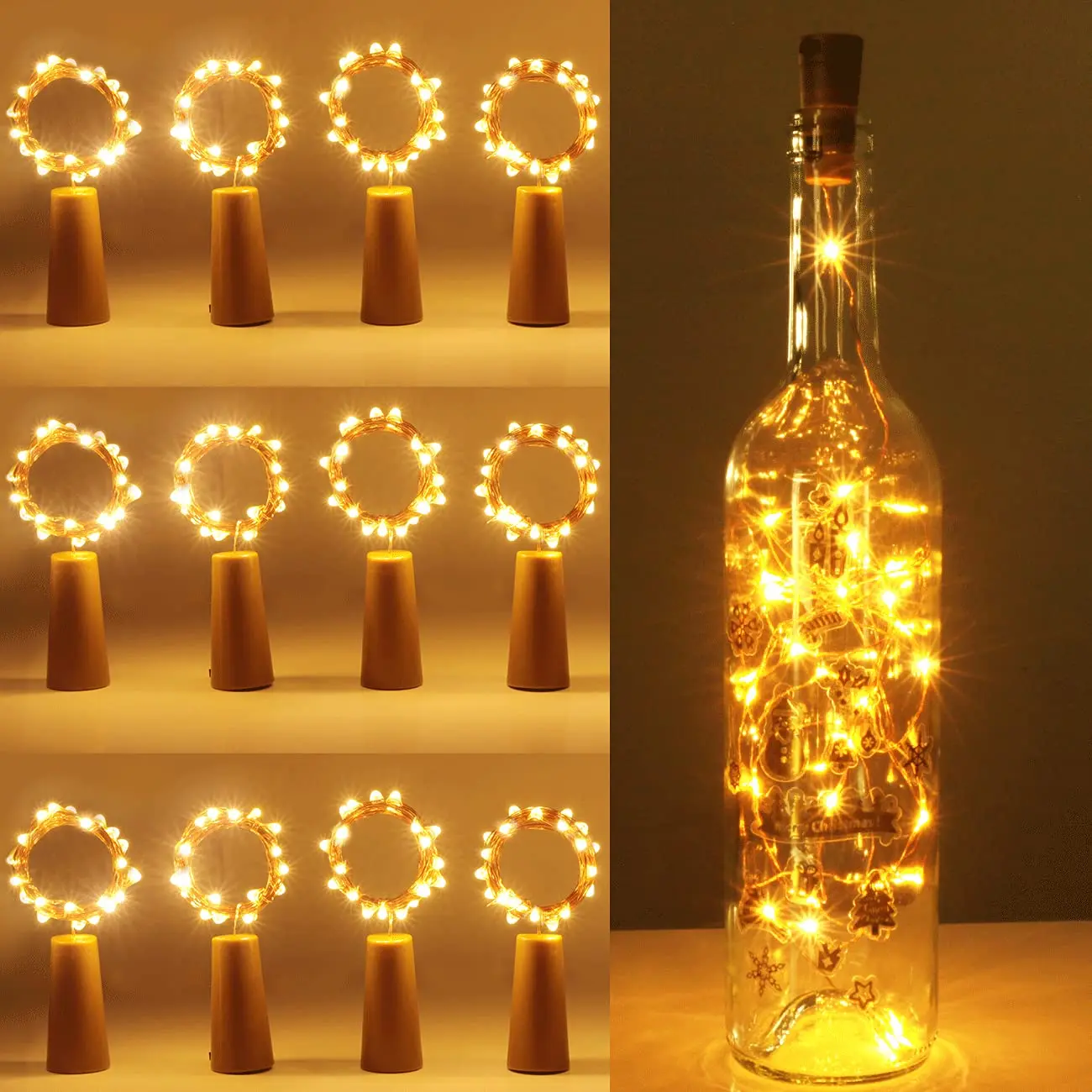 12Pack Fľaša kolpop Korku Svetlá pre Fľaše Vína, 2m 20 LED Medený Drôt Rozprávkových Svetiel na párty, Narodeniny, Svadba, Vianoce Obrázok 0