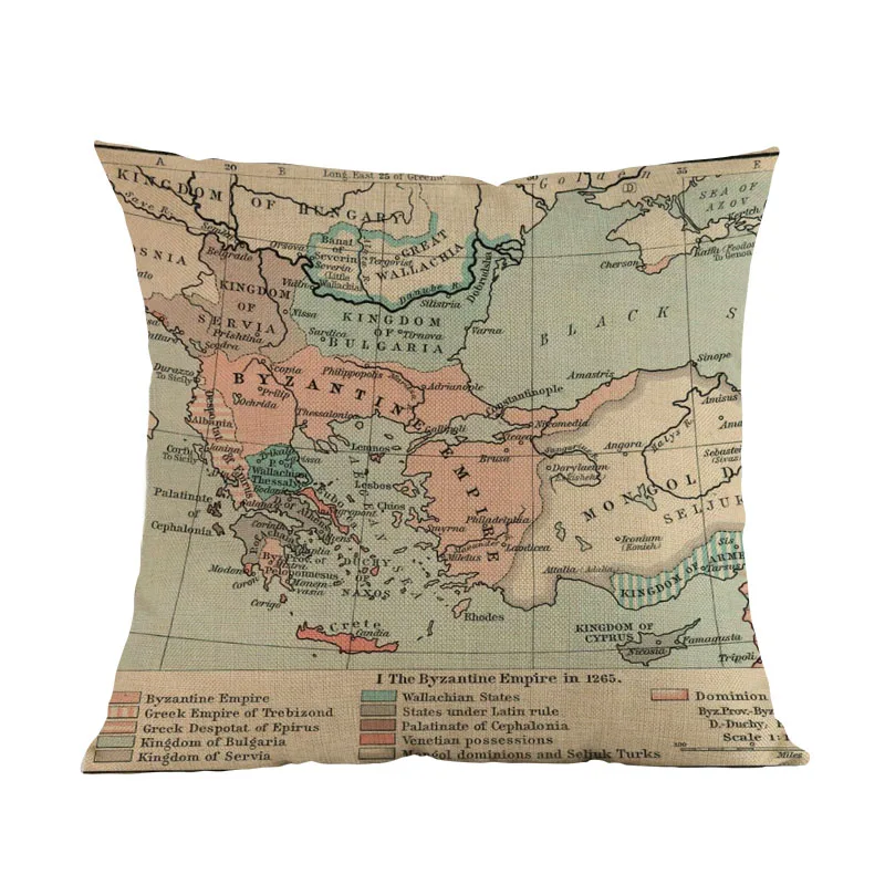 Retro štýl Vintage Dávnych Historických Ríše Území Mapu Roman Gaul Hodiť Vankúš Domov Gauč Dekorácie Vankúš Obrázok 2