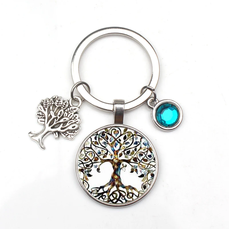 Nový 9-farba Crystal Kameň, Strom Života Vyhlásenie Keychain Art Foto Sklenený Prívesok Keychain DIY Darček Šperky Kúzlo Taška so suvenírmi Obrázok 0