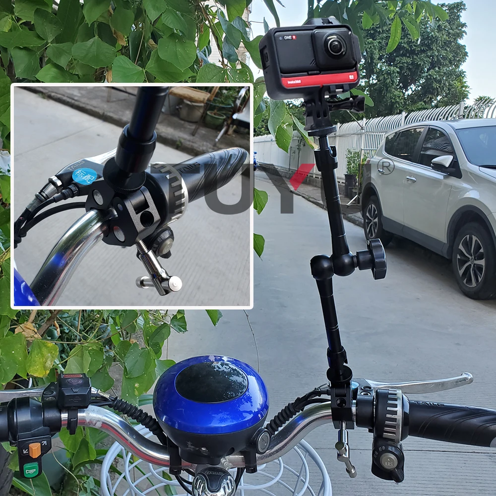 Na motocykel, Bicykel, Kamera, Držiak na Riadidlá Zrkadlo Mount Bracket1/4 Kovový Stojan Pre GoPro Insta 360 ONE X R Akčné Kamery Príslušenstvo Obrázok 4