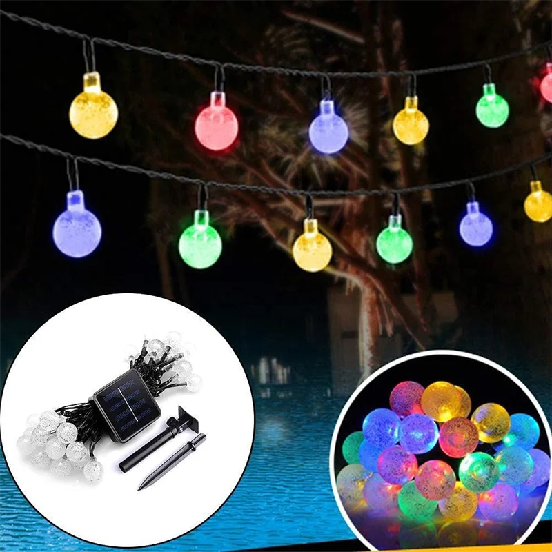 Nepremokavé Solárne Led osvetlenie Vonkajšie Crystal Ball String Svetlá 5M/7M/12M LED Solárne Lampy, Záhradné Dekorácie, Vianočné Girlandy Obrázok 1