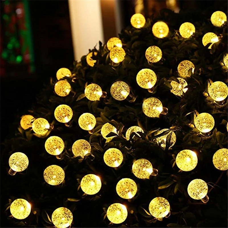 Nepremokavé Solárne Led osvetlenie Vonkajšie Crystal Ball String Svetlá 5M/7M/12M LED Solárne Lampy, Záhradné Dekorácie, Vianočné Girlandy Obrázok 5