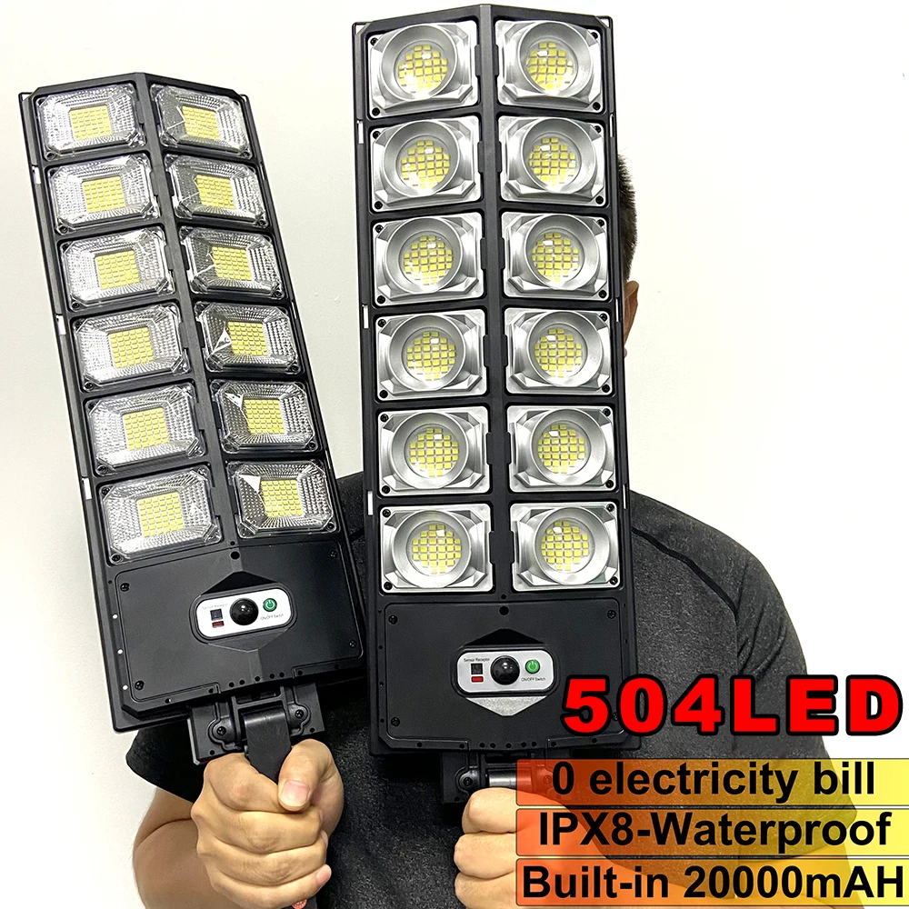504LED Silné Vonkajšie Slnečné Svetlo 120000 Lúmenov Osvetlenie 504 LED Záhradné Svietidlo Solárny Panel Lampy Snímač Pohybu Street Light Obrázok 0