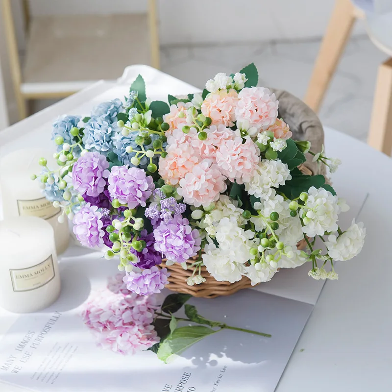 Umelé Kvety Vysoko Kvalitné Luxusné Svadobné Kytice, Dekorácie pre Domov Tabuľka Dekor Sky Blue Hodvábu Kvetov Skúmie Obrázok 1