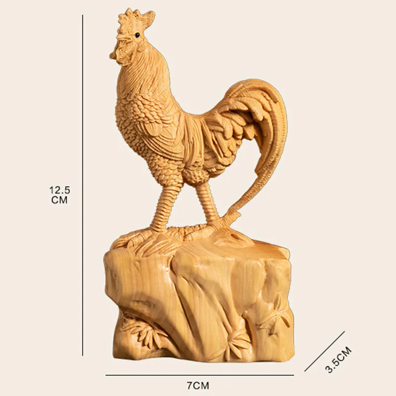 Masívneho Dreva Veľký Kohút Krušpán Čínsky Obývacia Izba Dekorácie, Remeselné Živočíšne Rezbárske Dvanásť Zodiac Chicken Obrázok 1