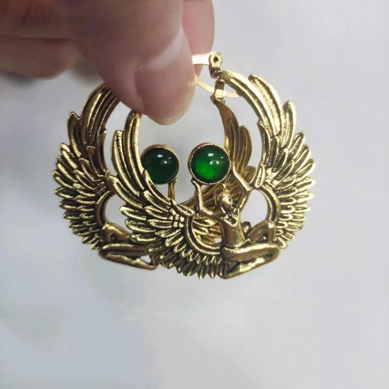 Starovekej Egyptskej Mytológii Bohyňa Isis Krídla Náušnice pre Ženy Vintage Egypt Zlatá Farba Bránka Náušnice Šperky Veľkoobchod Obrázok 1