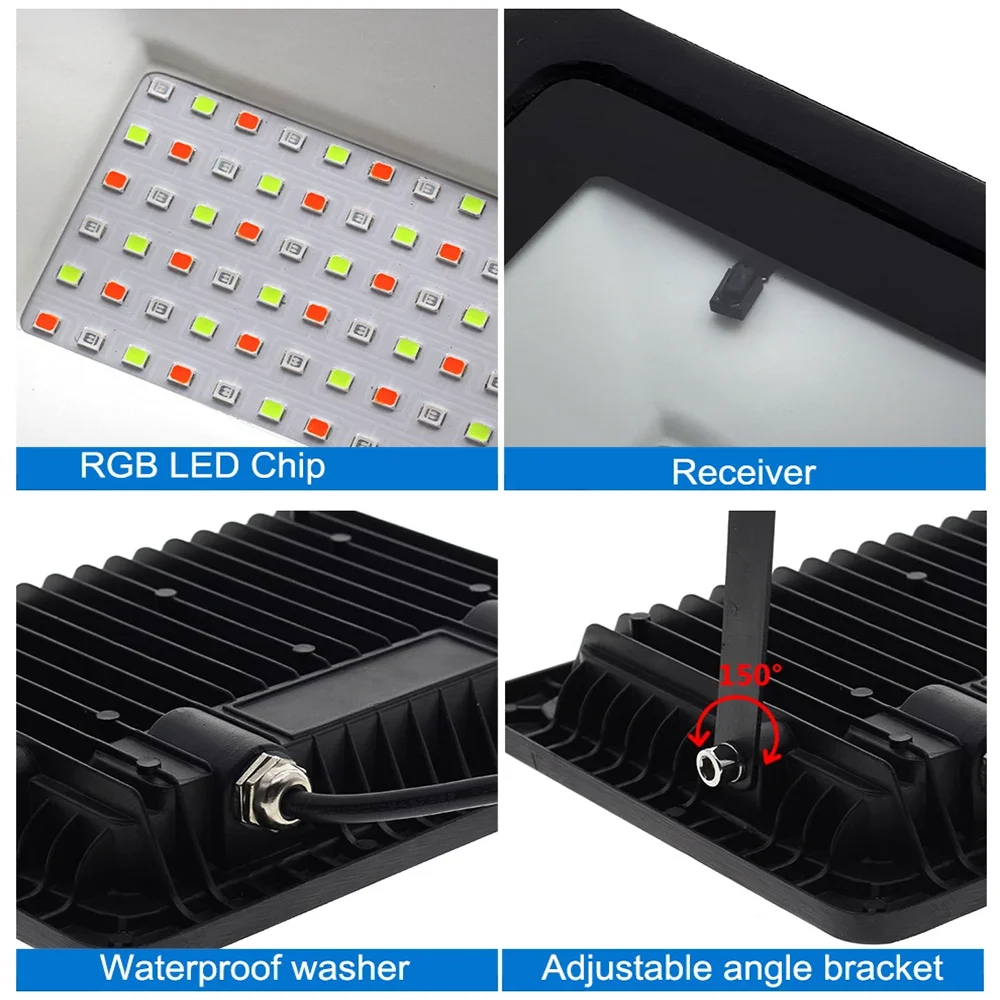 RGB LED Flood Light AC 220V 50W 100W Vonkajší RGB Floodlight Pozornosti IP66 Nepremokavé Projektor Lampy Záhradné Krajina Osvetlenie Obrázok 1