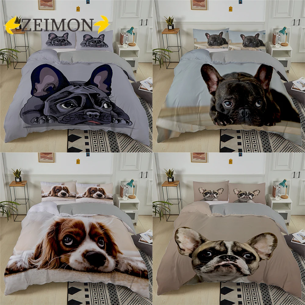 ZEIMON 3D Buldog posteľná bielizeň Nastaviť Pet Zvierat Psa Perinu Pre Deti, Dospelých Obliečky S obliečka na Vankúš Deka Kryt Kryt Cumlík Obrázok 0