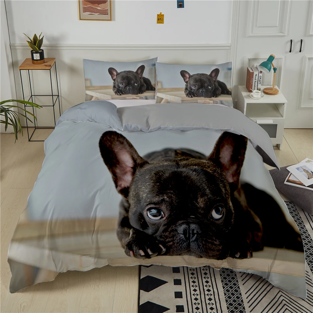 ZEIMON 3D Buldog posteľná bielizeň Nastaviť Pet Zvierat Psa Perinu Pre Deti, Dospelých Obliečky S obliečka na Vankúš Deka Kryt Kryt Cumlík Obrázok 2