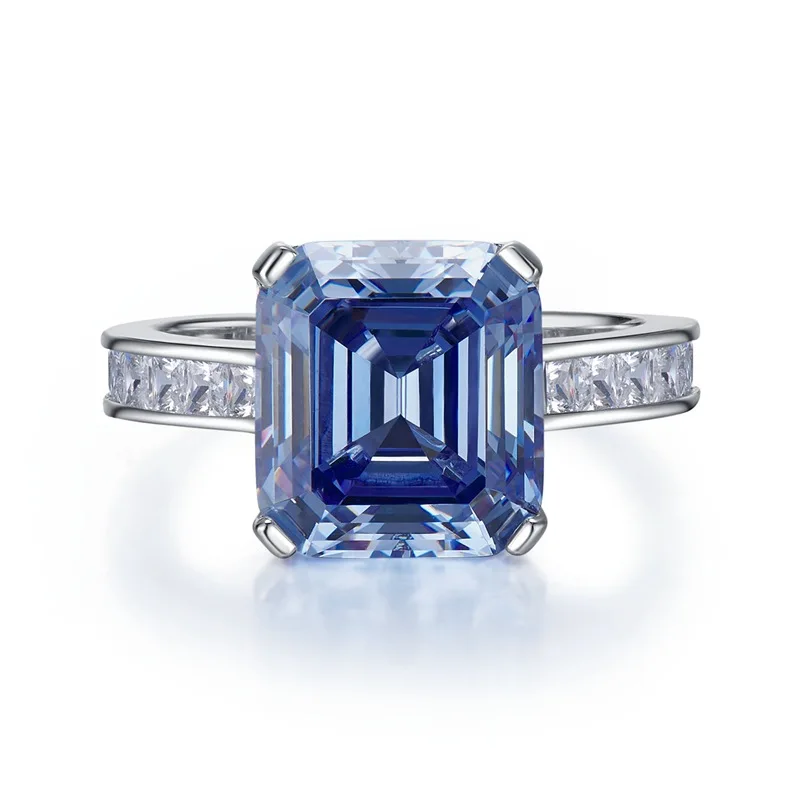 KQDANCE 925 Sterling Silver Emerald Rez Vytvoriť Zafír, Diamant 5 Carat Krúžok S Šedo Modrý Kameň Svadobné Šperky pre Ženy 2022 Obrázok 3