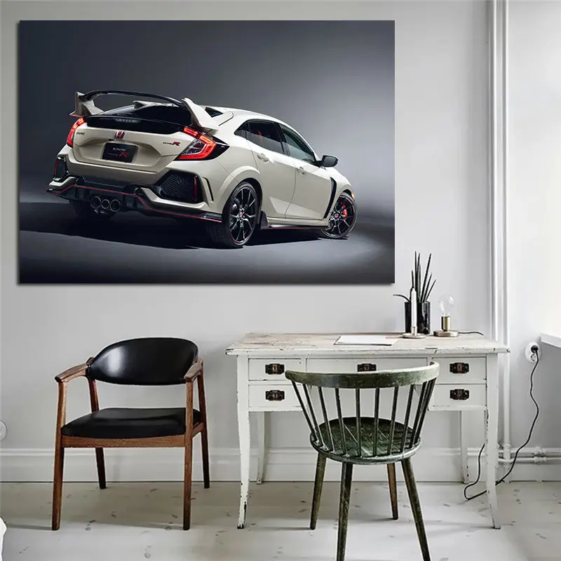 Moderné Honda CIVIC Type R Športové Auto Vozidla Plagáty Plátno na Maľovanie a Tlačí na Steny Umenie Fotografie pre Obývacia Izba Domáce Dekorácie Obrázok 4