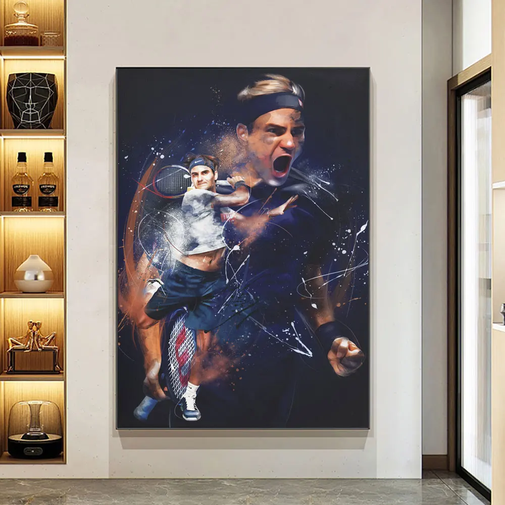 Moderné Športové Umenie Plagáty Vytlačí Plátno na Stenu Umenie tenisti Hviezdy Djokovič, Nadal, Federer Obrazy pre Telocvični Stenu Decor Obrázok 1