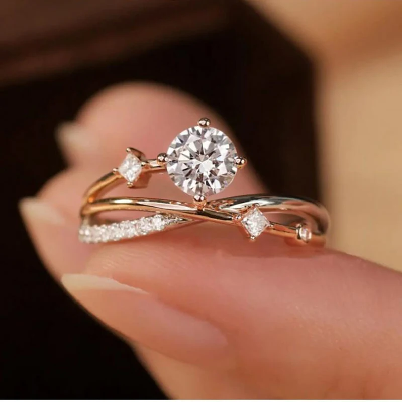 Nové Pazúry Dizajn Crystal Zirkón Zásnubné Prstene Pre Ženy, Ženské Svadobné Šperky, Doplnky, Darčekové Módne Ženy Krúžky Obrázok 1
