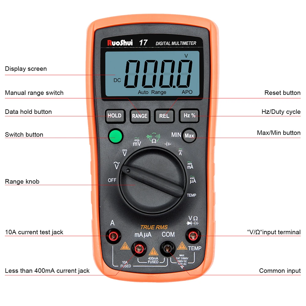 RuoShui Značky Digitálny Multimeter Voltmeter Inteligentné Elektrické Tester Opatrenia Napätie Prúd Odpor Kontinuity 1000V 10A Obrázok 1