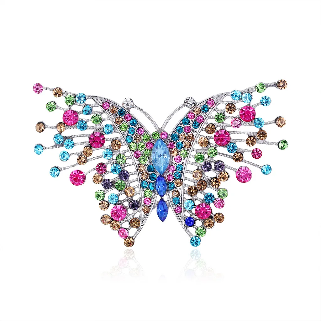CINDY XIANG Farebné Drahokamu Motýľ Brošňa Pre Ženy, Jeseň, Zima Roztomilý Hmyzu Kabát Brošňa Kolíky Módne Svadobné Šperky Obrázok 0