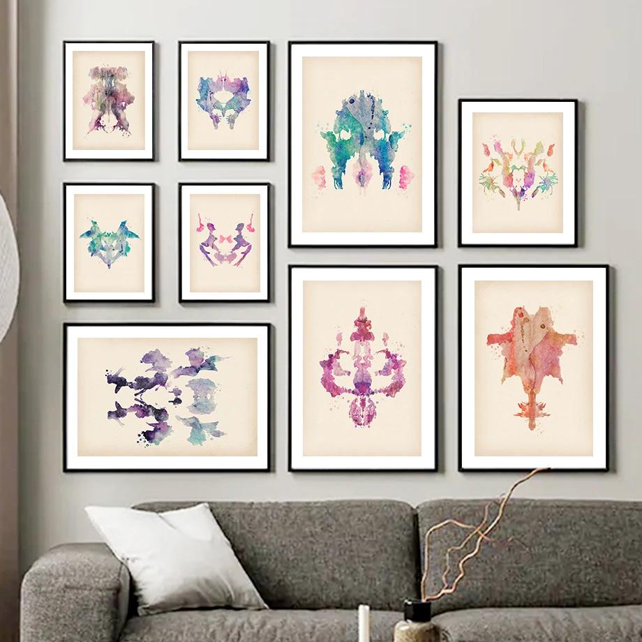 12 Rorschachov Test Karty Lekárske Psychológ Wall Art Plátno Na Maľovanie Nordic Plagáty A Vytlačí Na Stenu Obrázok, Na Klinike Dekor Obrázok 1