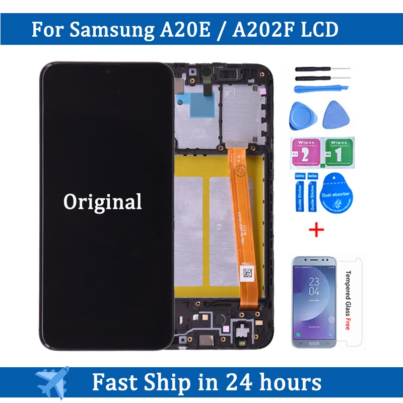 Pôvodný Pre Samsung Galaxy A20e A202 A202F Displej Dotykový Displej Digitalizátorom. Montáž Pre SAMSUNG A20e A202F/DS LCD s rámom Obrázok 0