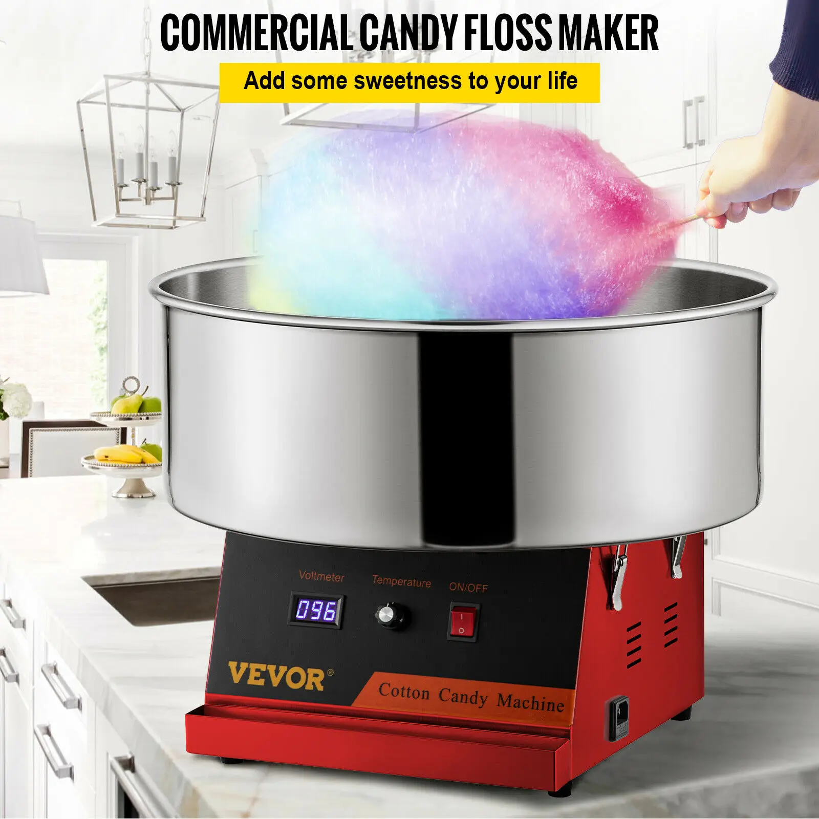 VEVOR Elektrické vata Stroj Obchodné Candy Floss Maker Marshmallow pre Karnevaly Narodeninové oslavy Športových Podujatí Obrázok 1