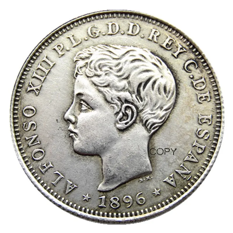 Puerto rico 1896 40 centavos Strieborné Pozlátené Kópie Mincí Obrázok 0