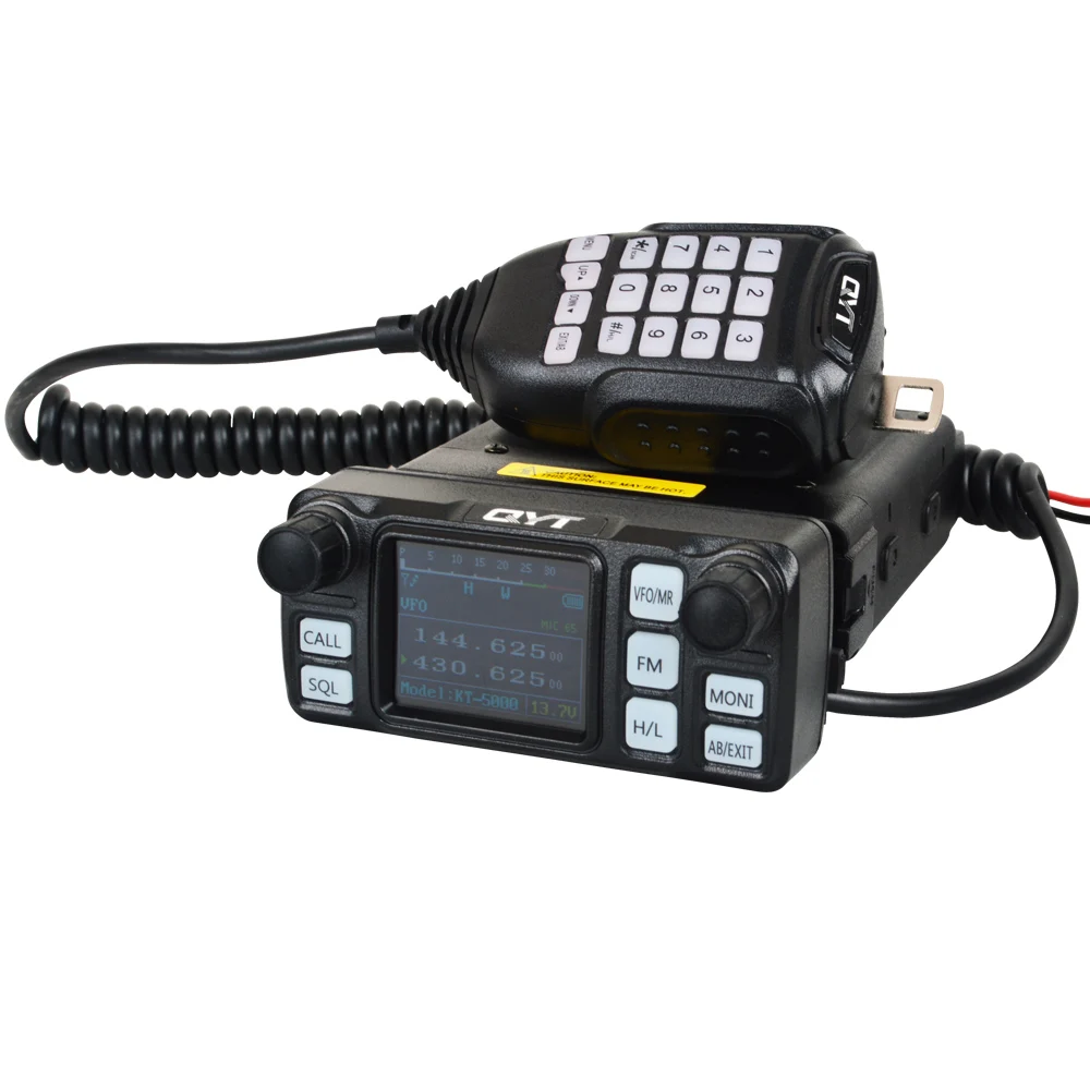 QYT Auto Walkie Talkie KT-5000 VHF UHF Dual Band Mini Farebný Displej Odnímateľný Predný Panel VOX Scrambler Mobile FM Rádio 25W 200Ch Obrázok 0