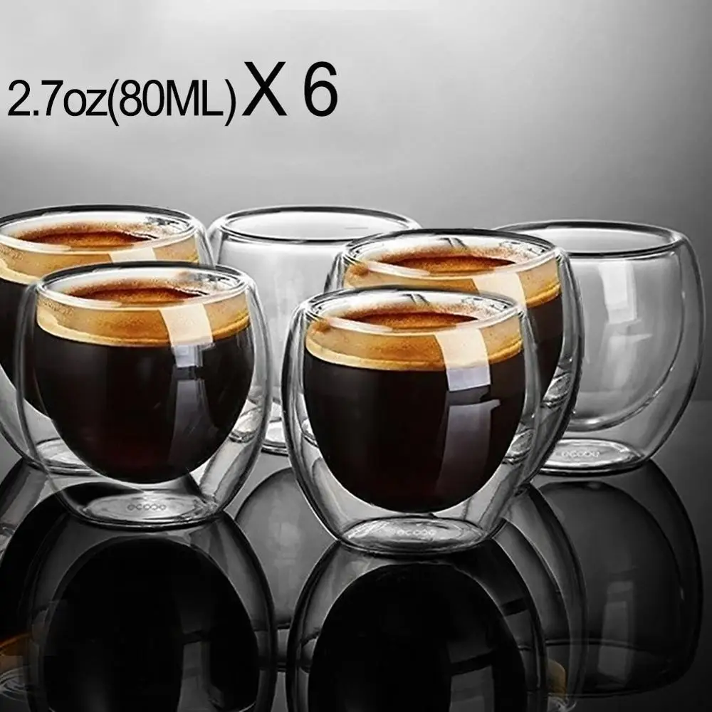 Nové Tepelne-odolné Dvojité Steny Sklo Pohár Piva, Espresso Šálku Kávy Nastaviť Ručne vyrábané Pivo Hrnček na Čaj sklo Whisky Sklenené Poháre Drinkware Obrázok 1