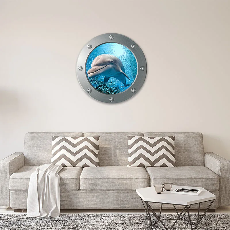 3D Sealife Shark Ryby Ponorka Okno Samolepky na Stenu Chladnička Kúpeľňa Domáce Dekorácie Diy Zvieratá Pvc Nástenné Art YZL7 Obrázok 3