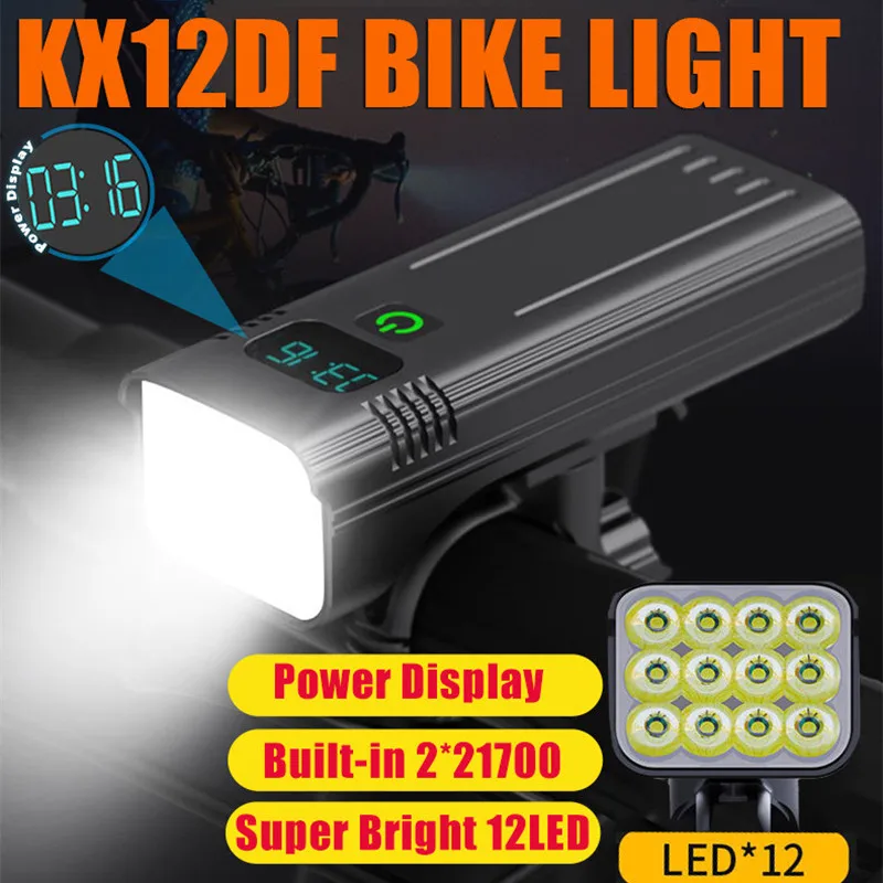 10000mAh 12*LED MTB Svetlo na Bicykel 20+ Hodín, USB Nabíjateľné LED Požičovňa Svetlo Super Jasná 10000LM pre Cykloturistiku, Predné / Zadné Svetlo Obrázok 0