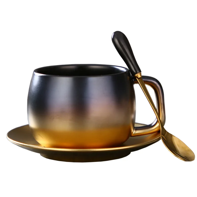 Nordic minimalistický keramická šálka Tvorivé drhnúť čierne zlato šálku kávy nastaviť jeden pohár v čase Obrázok 4
