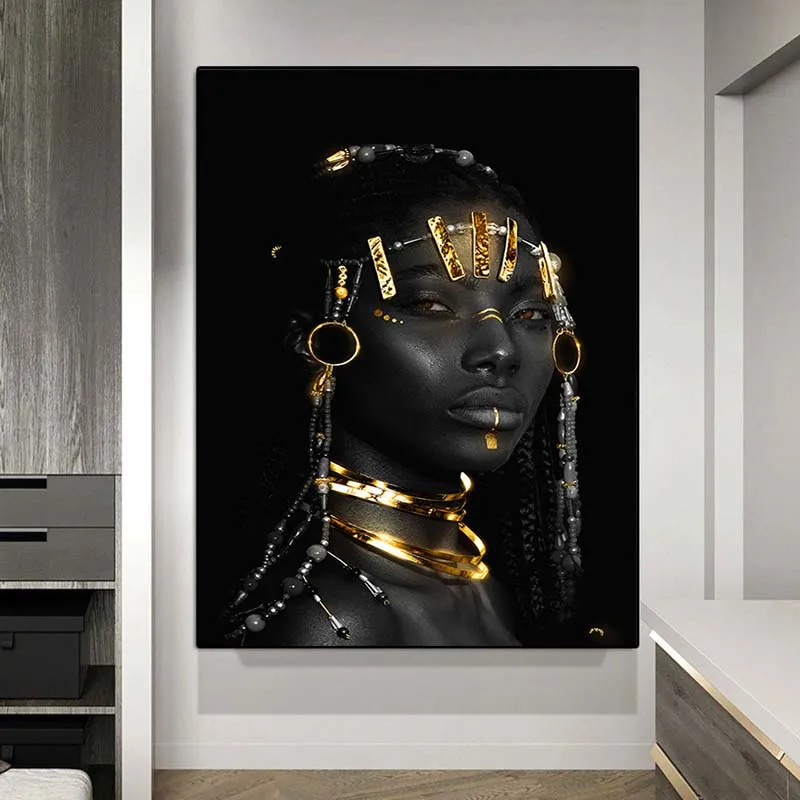 Africké Čierne Žena Plátno Na Maľovanie Na Stenu Umenie Primitívne Tribal Princezná Plagát Vytlačí Škandinávskych Dievča, Obraz Domova Cuadro Obrázok 1
