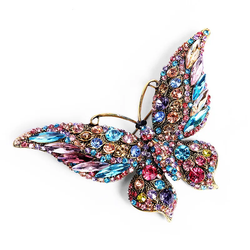 Móda Drahokamu Motýľ Farebné Brošňa pre Ženy Hmyzu Kolíky Osobnosti Šperky Obrázok 4