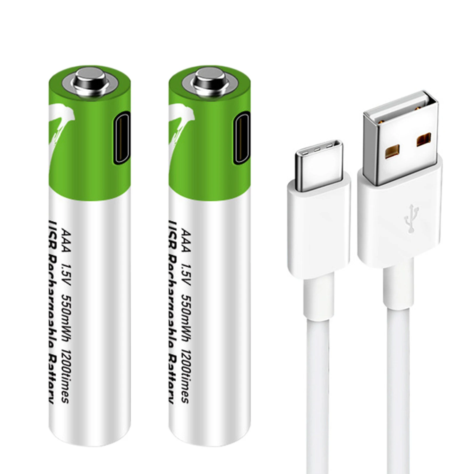 2 KS 1,5 V AAA Dobíjacie li-ion Batérie, USB Nabíjateľné Professional Lithium Batéria S 1PC Typ-C, USB Nabíjací Kábel Obrázok 2