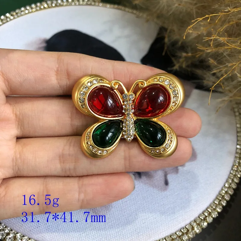 Elegantné Roztomilý Motýľ Brošne Červené, Ružové a Zelené Farebné Drahokamu Kolíky Pre dámske Šperky Obrázok 3