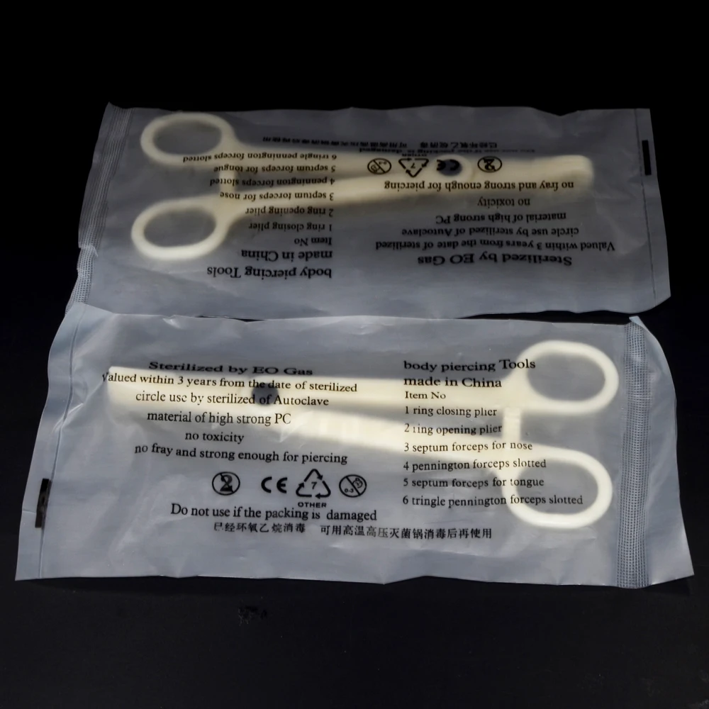 1PC Akryl Piercing Sterilizované EO Plyn Pinzeta Svorka Plier Ucho Pery Pupok Nos Kolo Otvoriť Uzatváracie Septum Povolanie Nástroj Obrázok 1