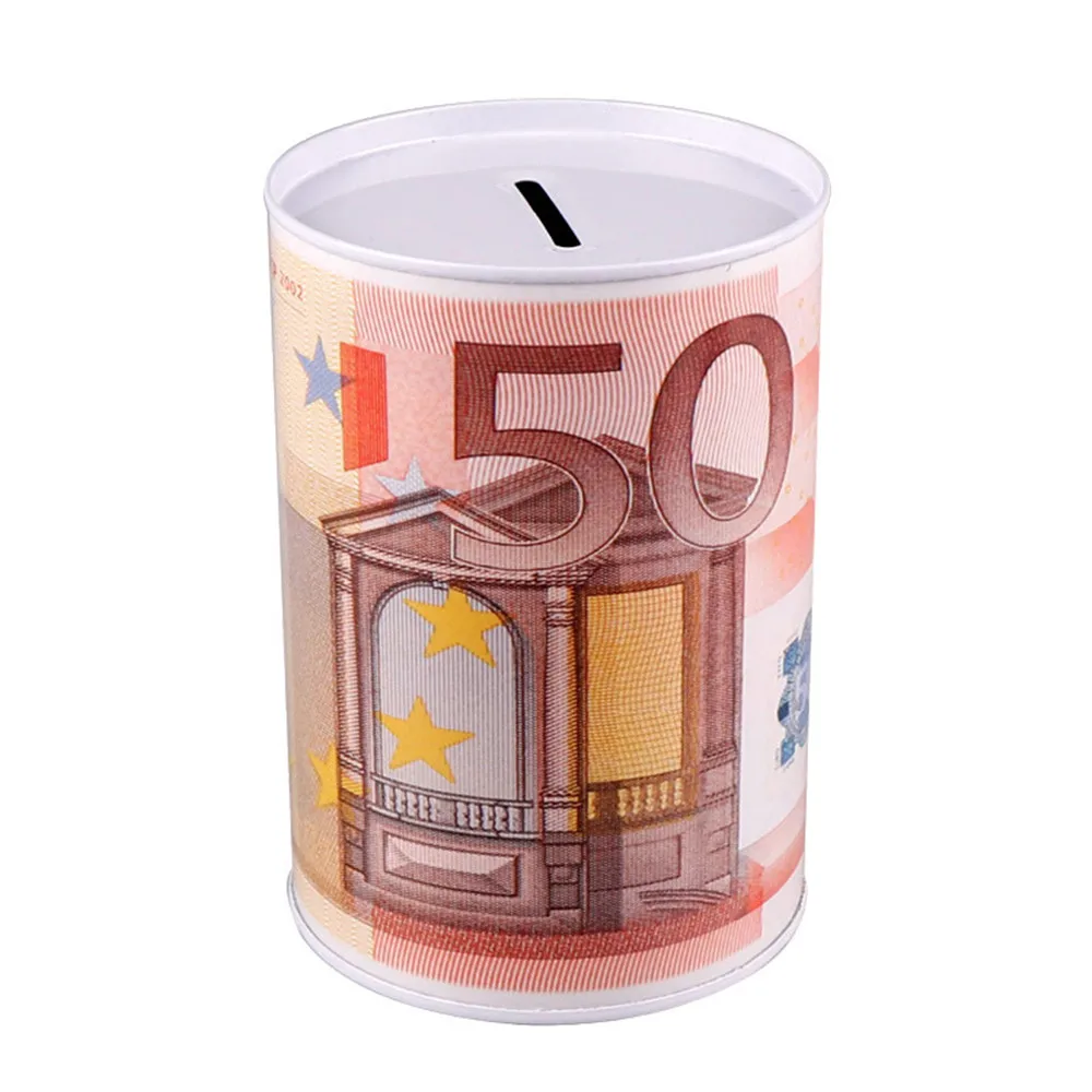 Kreatívne Plech Valec Prasiatko Euro Dolár Obrázok Box Domácnosti Šetrí Peniaze Box Domáce Dekorácie Peniaze Boxy Obrázok 1
