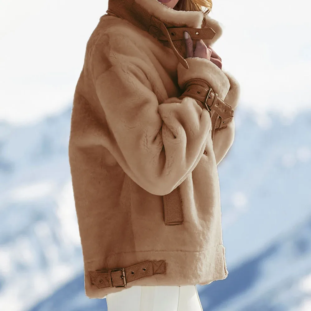 Zimný Kabát pre Ženy Voľné Vlnené Kabát pre Ženy Bežné Zimné Kabát Elegantné Ženy Obrázok 5