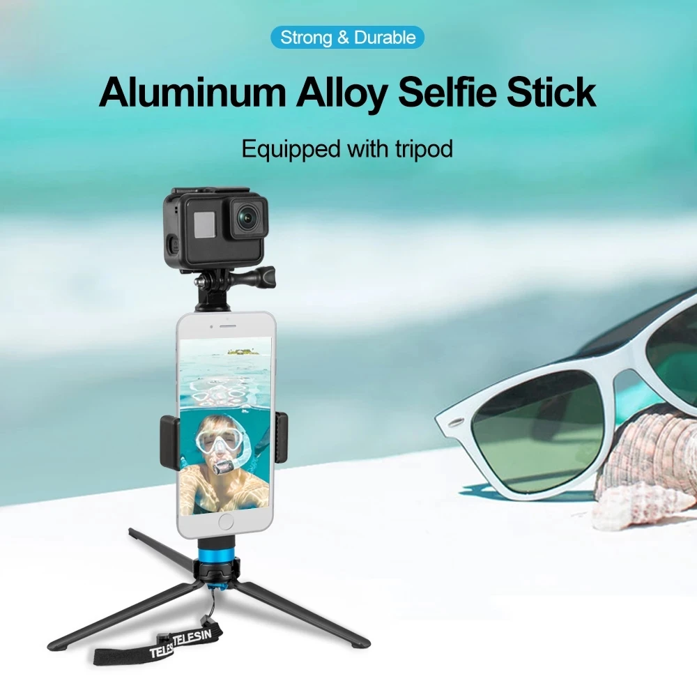 TELESIN 0,9 M Rozšíriteľný Monopod Hliníkovej Zliatiny Selfie Stick Statív Držiak pre iPhone 14 13 GoPro Hero 10 11 Insta360 DJI Action2 Obrázok 5