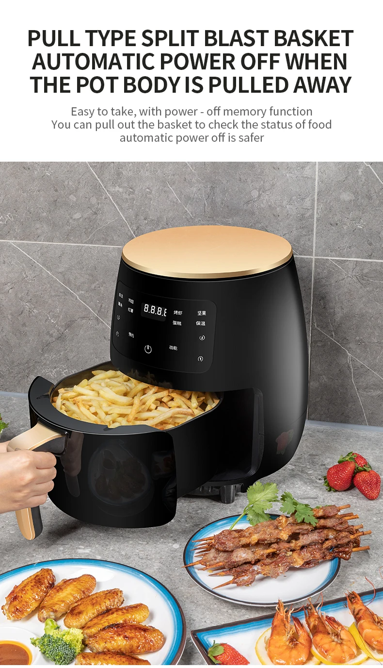 Nidouillet Vzduchu Fryer 4.5 L Elektrický Hlboké Oil-Free Fryer LED Dotykový displej Inteligentný Airfryer Non-tuk Rúra Elektrická Hrnce Kuchyňa 1400W Obrázok 2