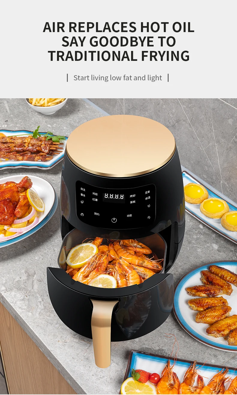 Nidouillet Vzduchu Fryer 4.5 L Elektrický Hlboké Oil-Free Fryer LED Dotykový displej Inteligentný Airfryer Non-tuk Rúra Elektrická Hrnce Kuchyňa 1400W Obrázok 3