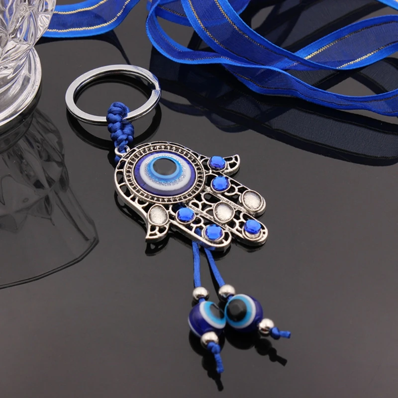 Turecký Blue Eye Amulety Stenu Ochrany Visí Šťastie Prívesok Hamsa Ruky Keychain Auto Doma Záhradné Dekorácie Obrázok 2