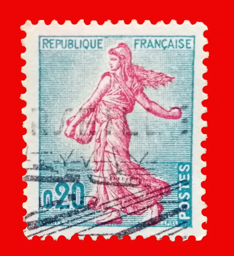 1Pcs Francúzsko Post Pečiatky Dievča V Červenej Používa Post Označené Poštových Známok na Zber Obrázok 0