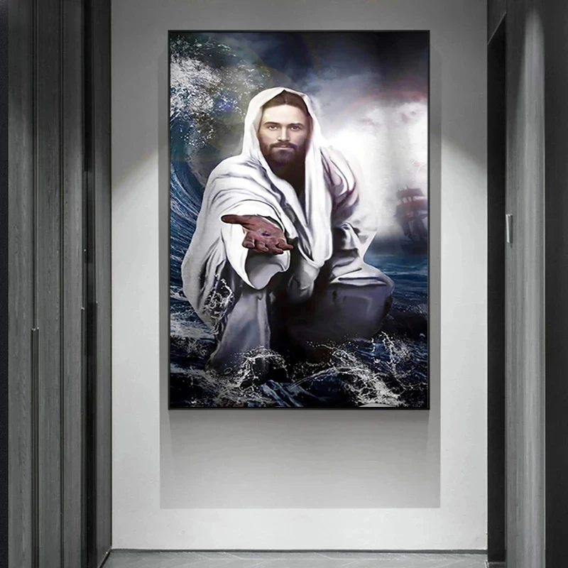 Kristus Stenu Decor Ježiš Božiu Ruku, Plátno Plagát a Tlačí na Steny Umenia, Obrázky, Maľovanie na Obývacia Izba Domáce Dekorácie Obrázok 2