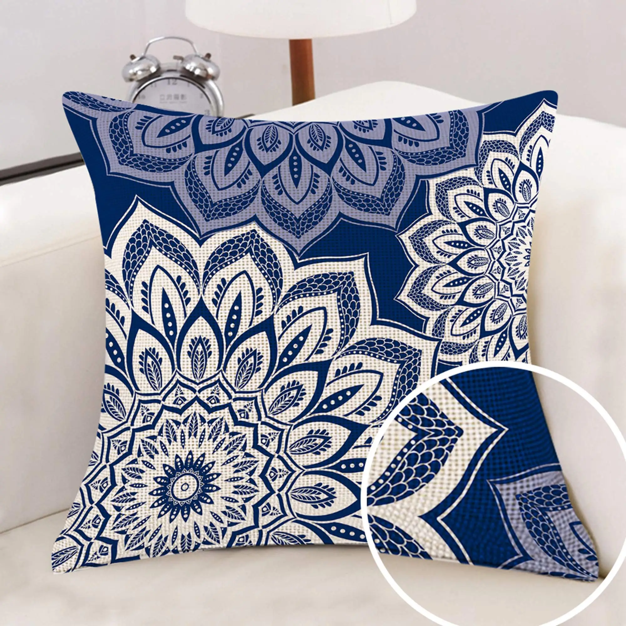 Tmavo modré geometrické petal obliečky na vankúš sofa vankúš domáce dekorácie môžu byť prispôsobené pre vás 40x40 45x45 50x50 60x60 Obrázok 4