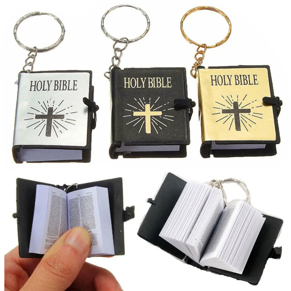 Mini Bibliu Keychain Skutočný Papier Môžete Prečítať Náboženského Kresťanského Kríža Keyrings Držiteľ Auta, Kľúčenky Módne Darčeky, Šperky Obrázok 0
