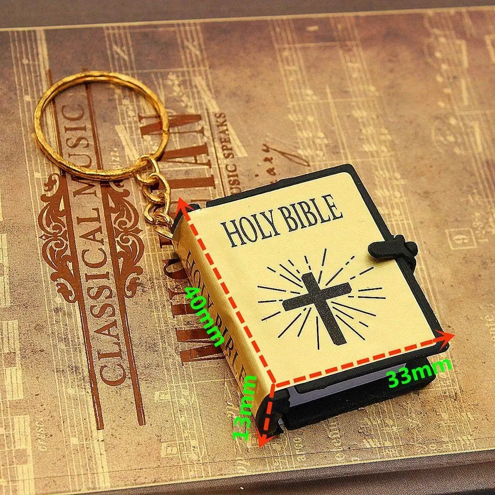 Mini Bibliu Keychain Skutočný Papier Môžete Prečítať Náboženského Kresťanského Kríža Keyrings Držiteľ Auta, Kľúčenky Módne Darčeky, Šperky Obrázok 5