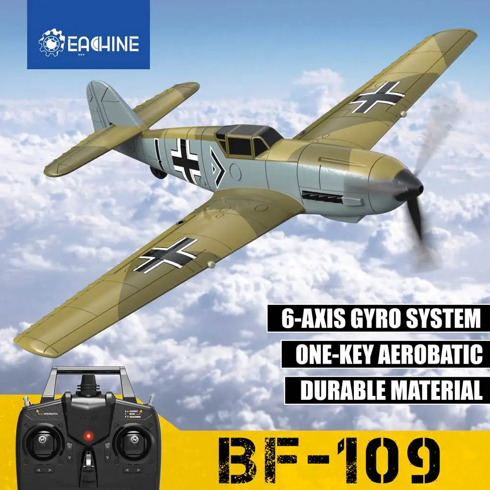 Eachine BF109 RC Lietadlo 2.4 GHz 4CH 400mm rozpätie krídel 6-Os Jedným z Kľúčových U-Turn Akrobatické Xpilot Stabilizácia Systému EVO Mini RTF Hračka Obrázok 0